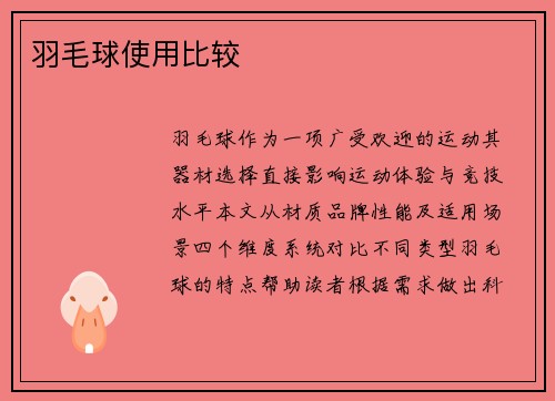 羽毛球使用比较